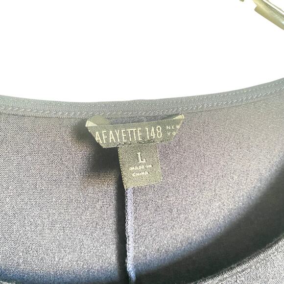 Lafayette 148 Womens Navy Blue Cap Sleeve Ruched Side Wool Shirt Size Large - Picture 5 of 7